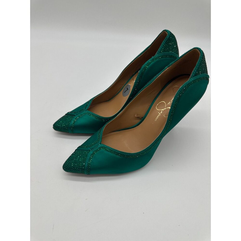 Jessica Simpson Hells 4” Sz 7 Pointy Toe w/ Bedazzle Accent Sateen Finish - Picture 9 of 10